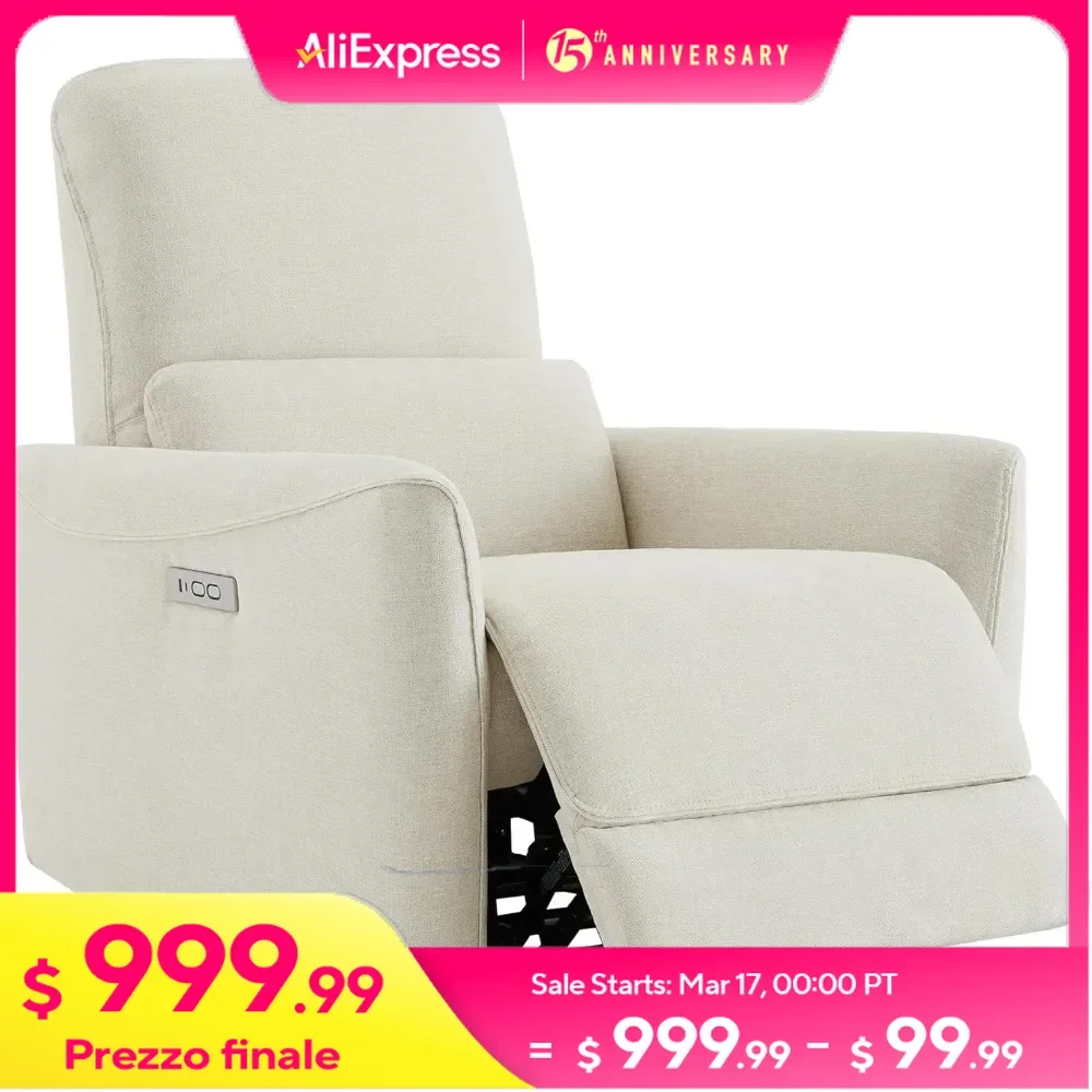 

Power Recliner Chair Swivel Glider, Upholstered Living Room Nursery Reclining Sofa Chair with Lumbar Support