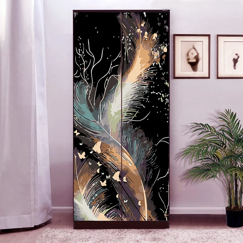 feather Elk printing Wardrobe Sticker Bedroom Window Refrigerator Sticker Decorative Sticker Cabinet Sticker