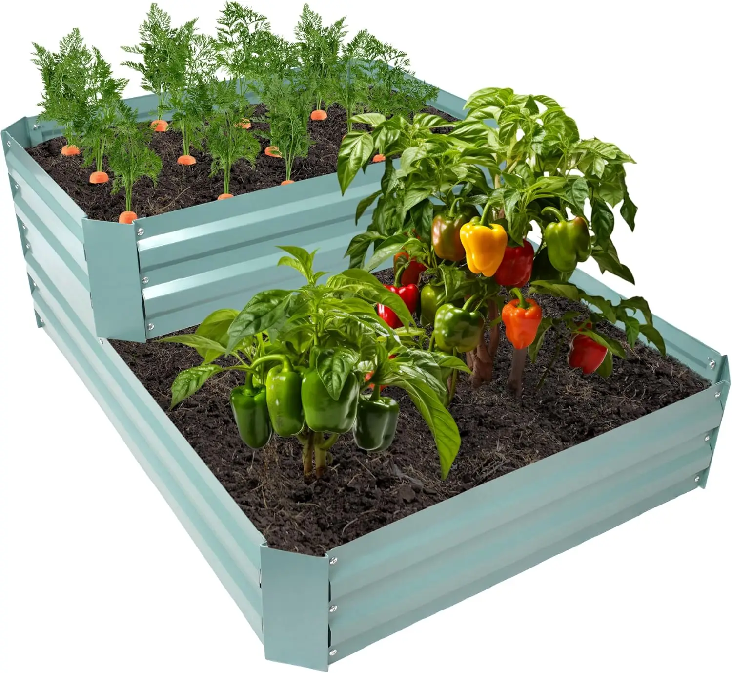 

Sunnydaze 2-Tier Galvanized Steel Raised Garden Bed - for Flowers, Plants, and Vegetables - 94.5-Gal Soil Capacity - Gre