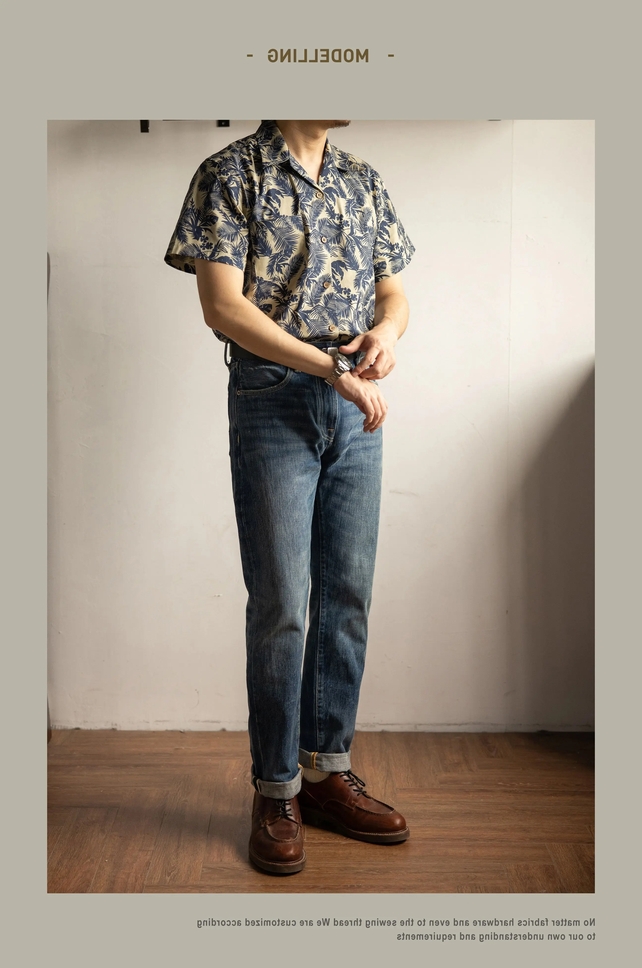 511XX-0009C Men Vintage Washed Straight Jeans Retro Slim Taper Denim Pants Cuffed Casual Daily Outdoor Male Denim Trousers