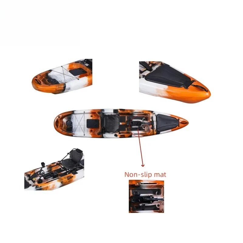 3.96 meters 13 feet propeller pedal drive system kayak for fishing and recreation, with  motors installed
