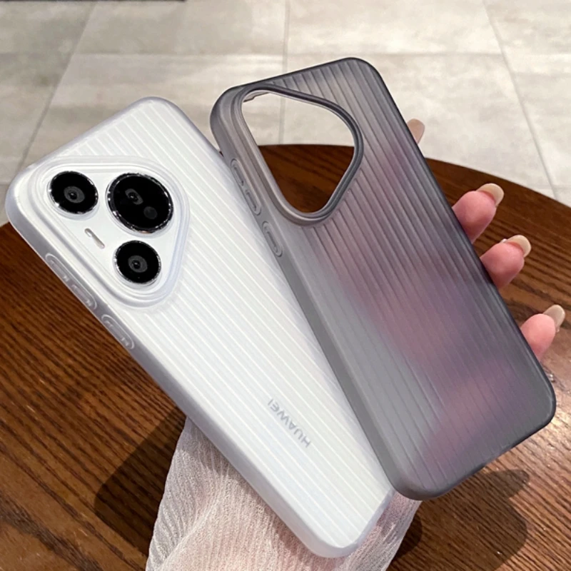 Soft Translucent Corrugated Phone Case for Huawei Pura 70 P70 Ultra P60 P50 P40 Pro Silicone Soft Ultra Thin Waved Back Cover