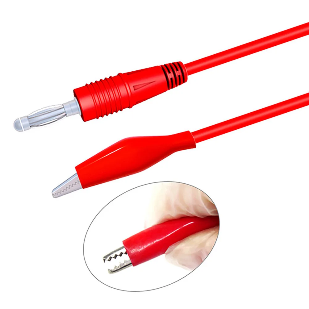 P1038 4mm Banana To Crocodile Clamp Soft Test  Multimeter Test Cable Small Size For Alligator Clips 1M Electronic Measuring Part