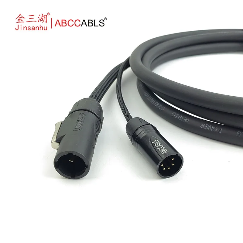 ABCCABLS Power + DMX Combo Cable, PowerCON Compatible Male To Female + 5Pin XLR Cable For Stage Lights & Active Speakers