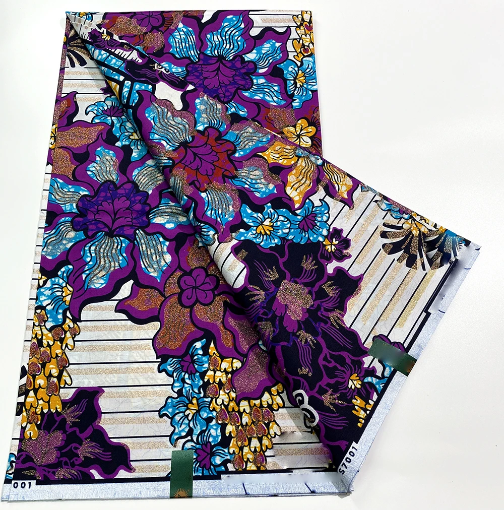 Newest African Golden Wax Fabric 100% Cotton Fashion Wax Prints Pagne Nigeria Ghana Tissu 6 yards For Women Sewing Dresses