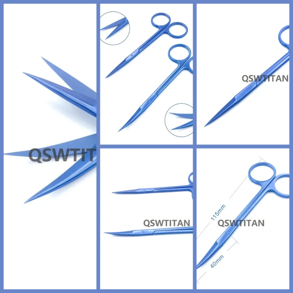 qswtitan-チタン-115cm-ストレート-カーブド眼科手術用縫合はさみ-カット組織はさみ-40mm-チップ-まぶたツール