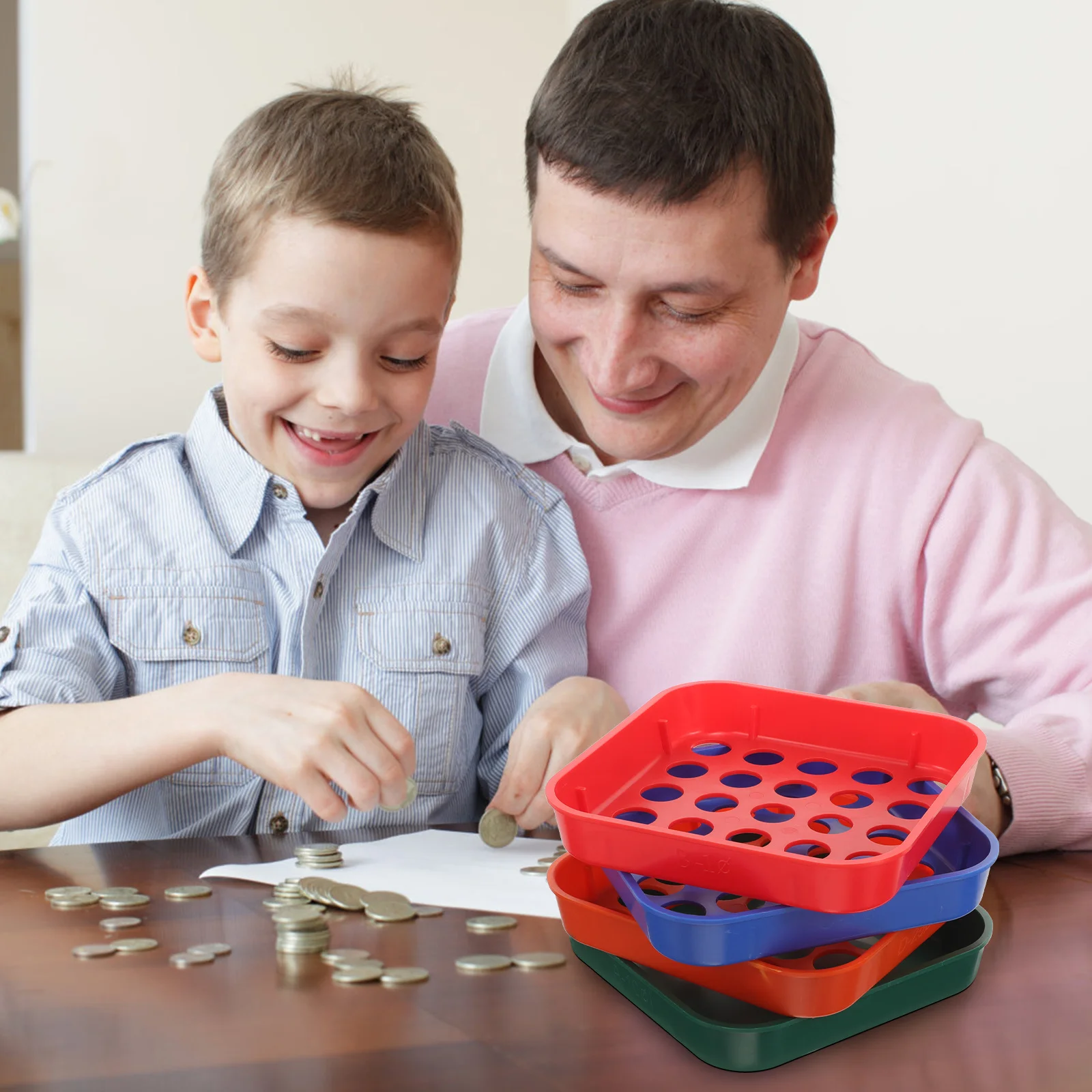 

4Pcs Coin Sorter Trays Stackable Plastic Sorting Plates for Quick Counting Retail Coin Sorter Sorting Tray Bank Accessory