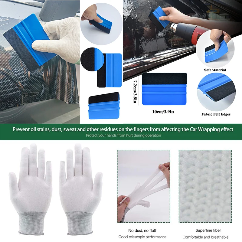 NeoWrap 30Pcs Auto Film Application Tools Plastic Scraper Felt Squeegee Car Magnet Holder Gloves Safety Cutter Micro Squeegee