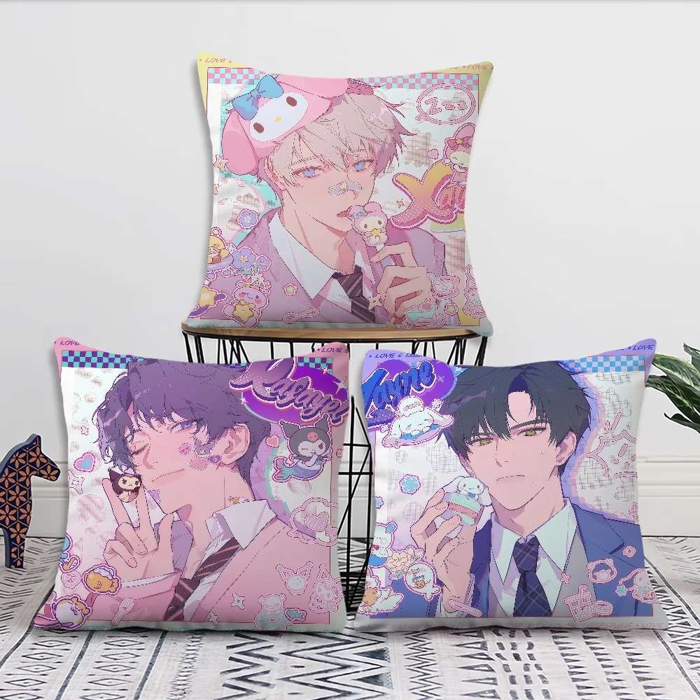Love and Deepspace Chibi Sylus Rafayel Fanart Comfortable Soft Pillow Case for Sofa Living Room Home Decor Protective Covers