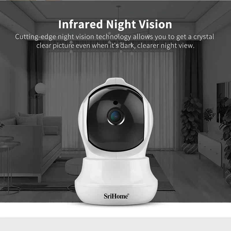 Srihome 2pcs กล้องสมาร์ท 3MP HD 360 มุมในร่ม WiFi Baby Security Monitor PTZ IP กล้องวงจรปิดความปลอดภัย Protector กล้องเฝ้าระวัง