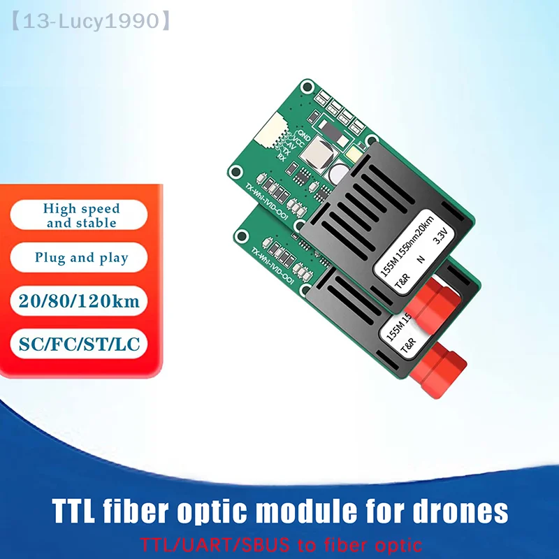 

【CCA13】UAV Fiber Optic Module TTL Optical Transceiver UART/SBUS To Fiber Optic Sky Ground End