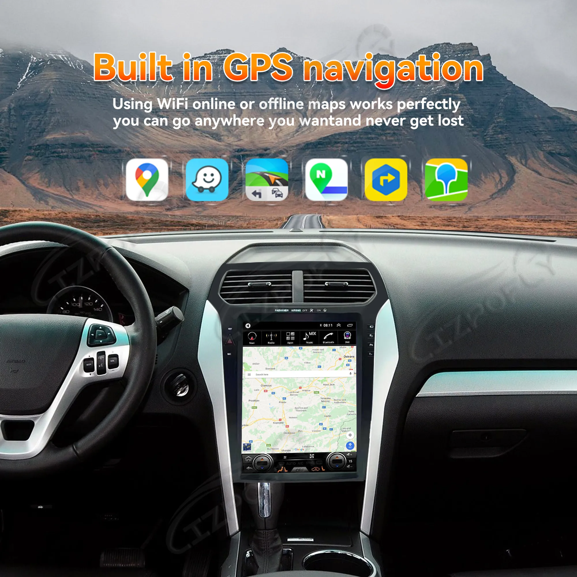 

12,1-дюймовый экран, автомобильное радио для Ford Explorer 2011-2019, Android, авто, GPS-навигация, мультимедийный видеостереоприемник, головное устройство