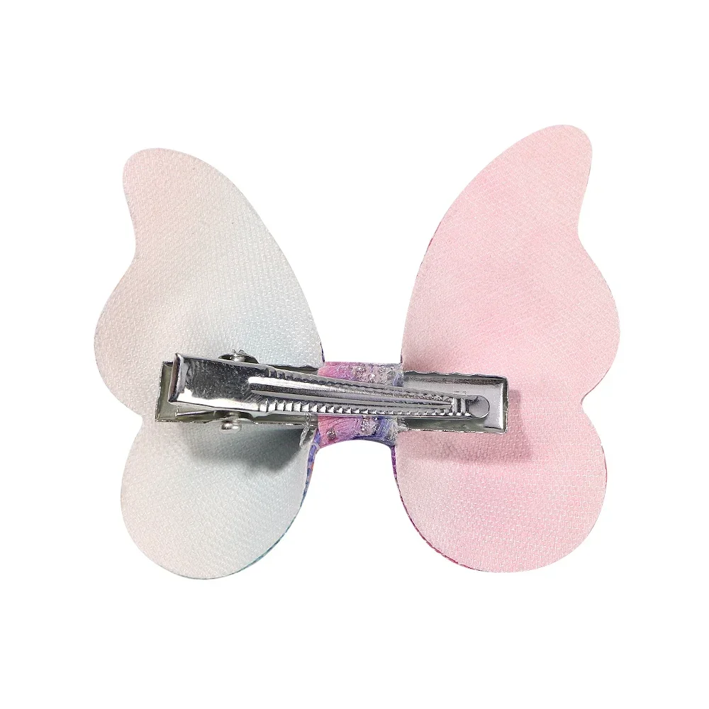 20Pcs 2.7\'\' Shiny Butterfly Bows Hair Clips for Girls Glitter Hairpins Hairgrip Headwear Kids Hair Accessories Wholesale