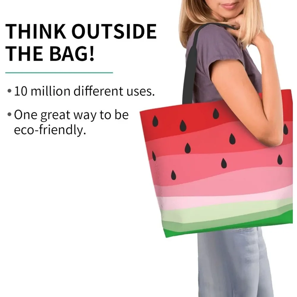 Watermelon Canvas Tote Bag Large Women Casual Shoulder Bag Handbag Reusable Multipurpose Shopping Grocery Bag for Outdoors…