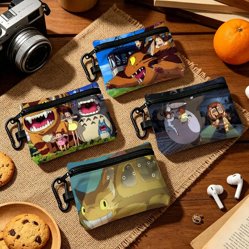 T-Totoros-Es Art Cartoon Fashion Wear-resistant Oxford Cloth Coin Purse Portable Backpack Hanging Card Storage Bag