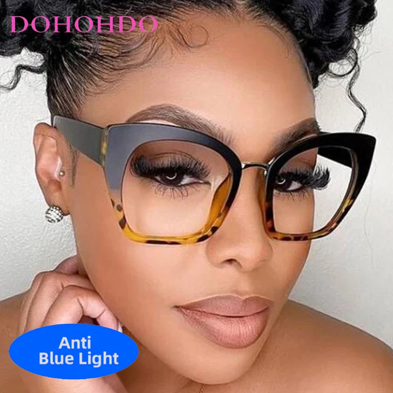 

Vintage Oversized Cat Eye Anti-Blue Light Ladies Glasses Men Women New Luxury Brand Designer Trend Optical Eyewear Female Unisex