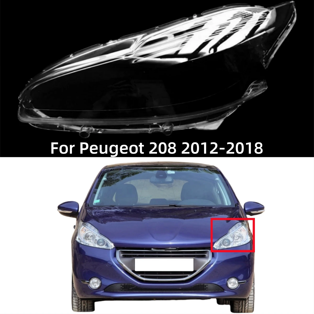 

For Peugeot 208 2012 2013 2014 2015 2016 2017 2018 Accessory Cars Glass Headlight Replace The Original Lampshade
