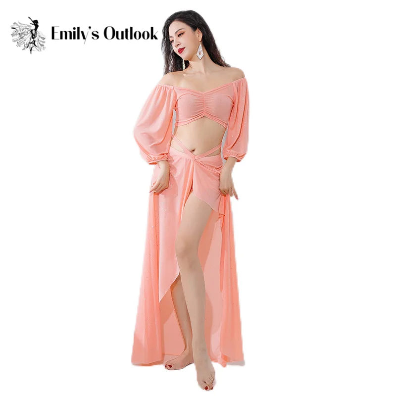 

Woman Costumes Carnival Festival Outfit Silver Shine Oriental Dancer Stage Show Skirt Sexy Side Slit Bellydance Dresses Exotic