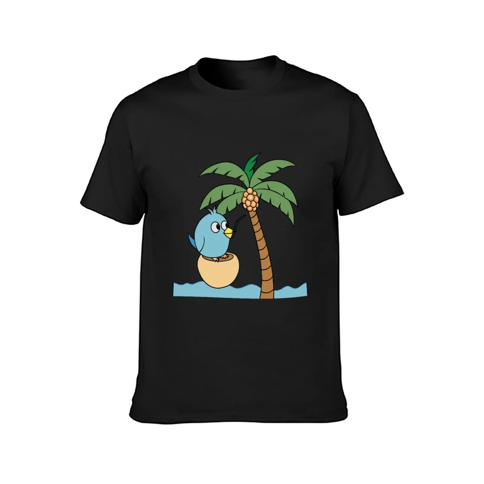 Small Bird Perched on a Palm Tree T-Shirt plus sizes Blouse tees boys whites mens workout shirts