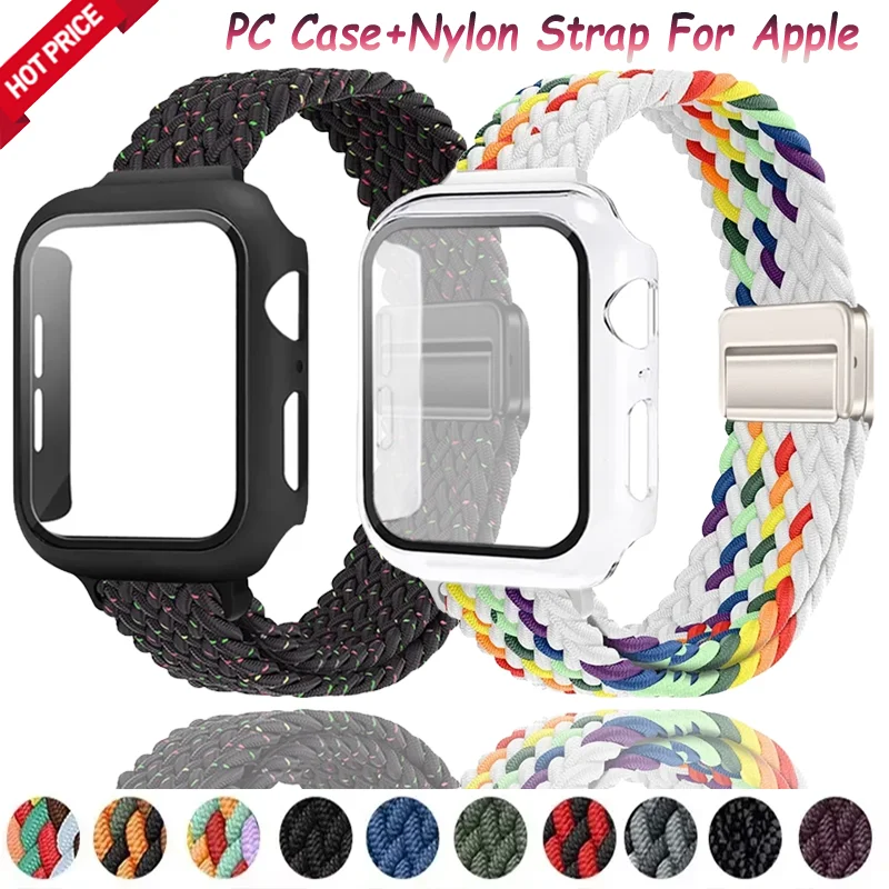 PC-Gehäuse + Nylonband für Apple Watch Ultra 3 49mm 11 10 9 8 7 6 5 SE Displayschutzschale Langlebiges Armband iWatch 46/42/45/41/44mm