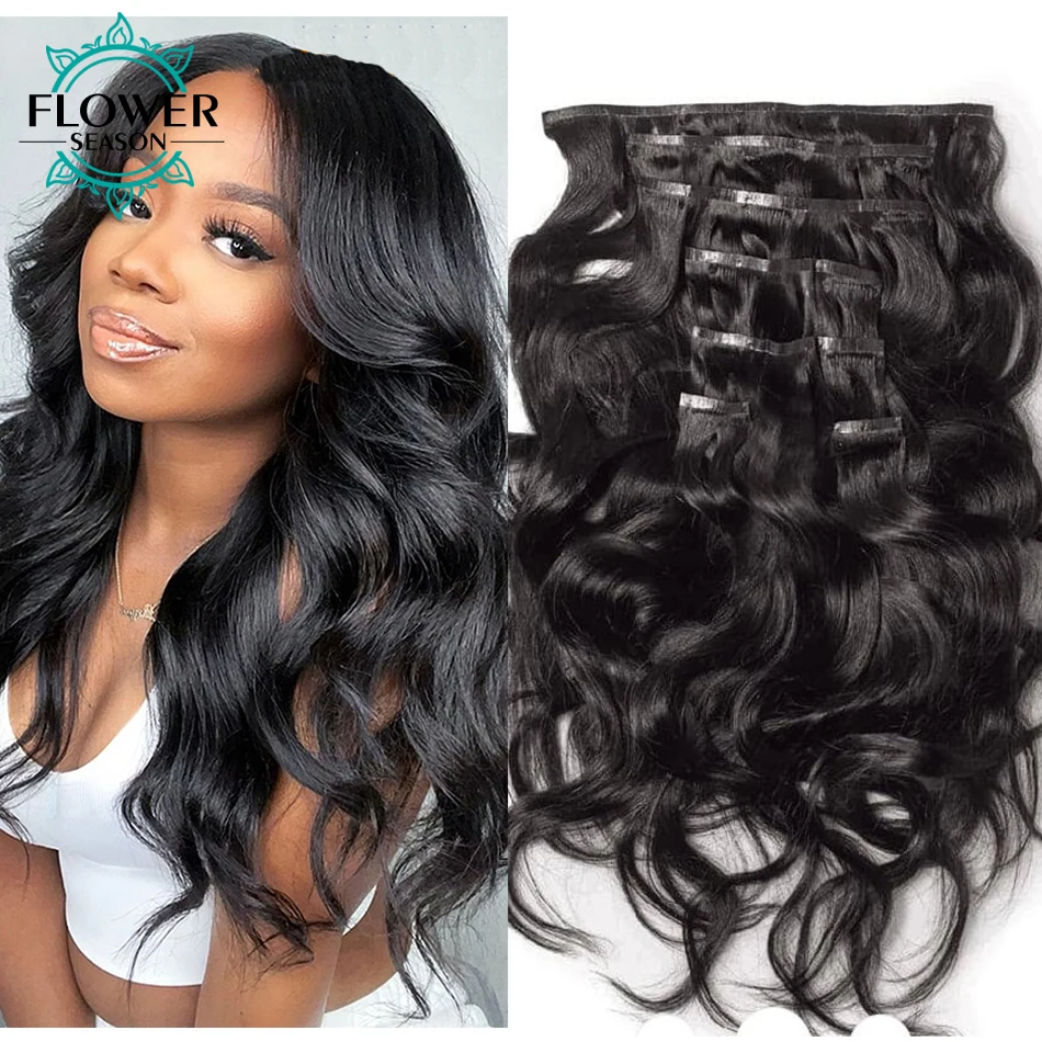 Extensions de cheveux à clipser sans couture, vague de corps invisible, extension de cheveux en PU, double trame, cheveux humains, tête complète, 7 pièces, 100g