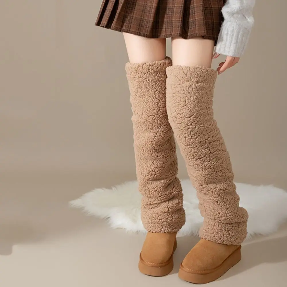 

Cute Thicken Warm Winter Foot Cover Hosiery Leg Warmers Coral Fleece Stockings Long Tube Sock Simple Foot Warmer Winter