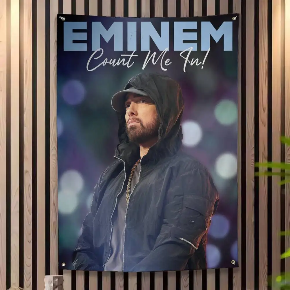 Hip Hop Rapper Singer Eminem Banner Art Printing Japanese Wall Flag Anime Wall Hanging Home Decor