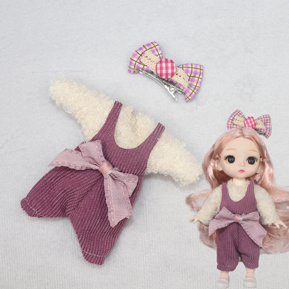 New Clothes For Dolls 16 cm 15cm Bjd Clothes Hat Short Sweater Skirt For Mini Doll 1/8 1/12 6inch Hoodie Dress Up Boys and Girls