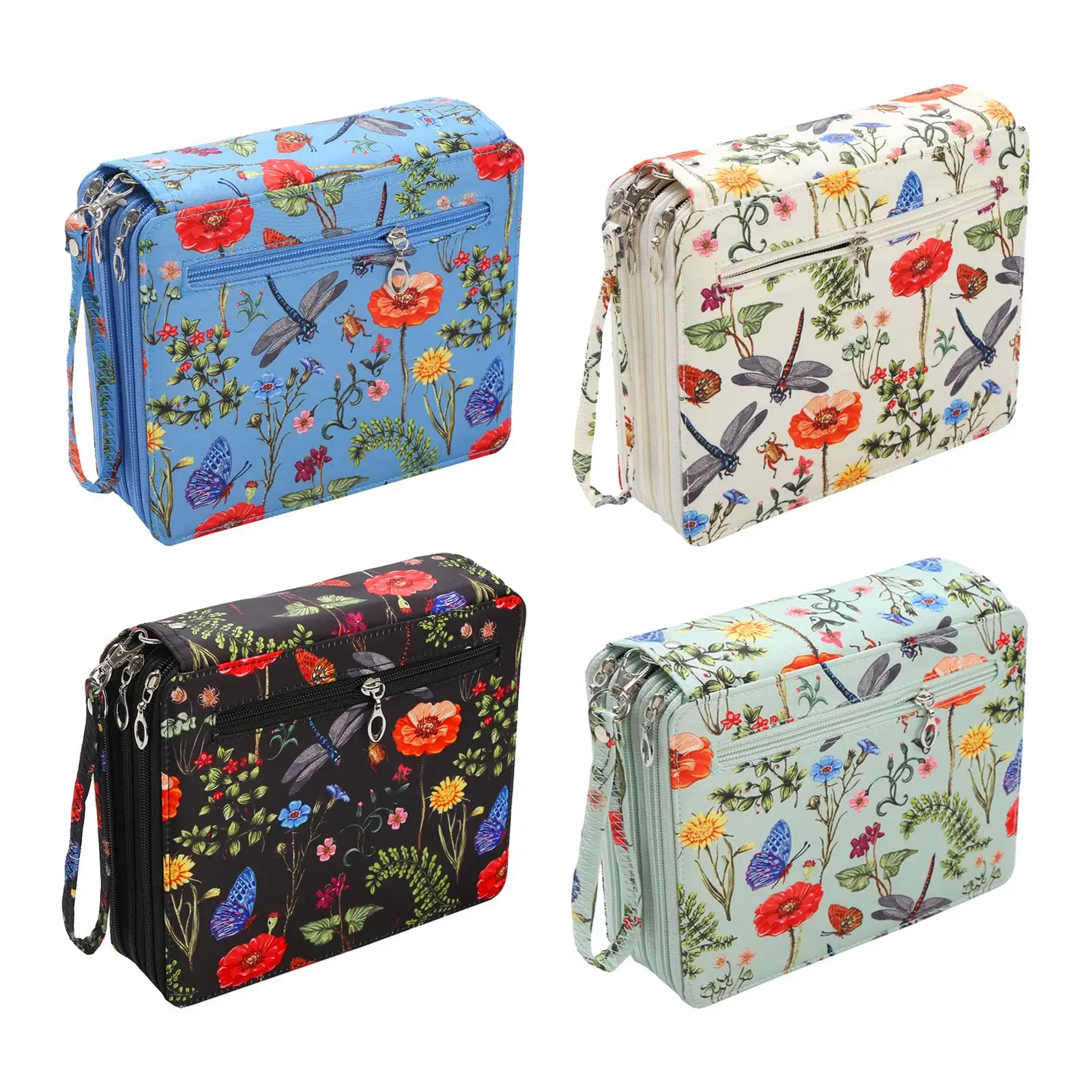 Pen Organizer, Watercolor Bag, Fabric Bag with 120 Compartments, Three Layers,