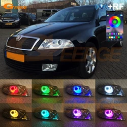 For SKODA OCTAVIA MK2 PRE FACELIFT 2004 - 2008 Bluetooth App Ultra Bright Multi-Color RGB LED Angel Eyes Kit Halo Rings