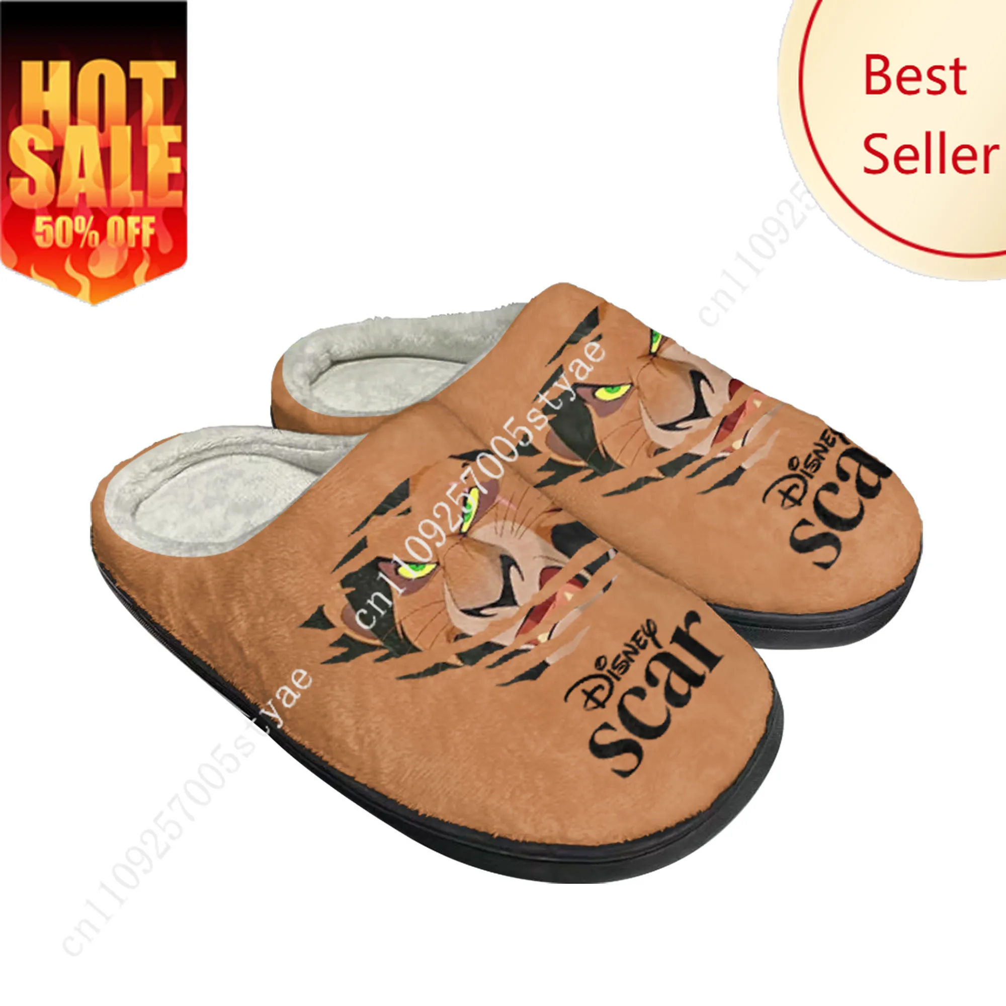 

Scar Cotton Slippers Disney Cartoon Decorate Plush Indoor Shoes Design Your Photo Party Holiday Gifts Custom Shoe