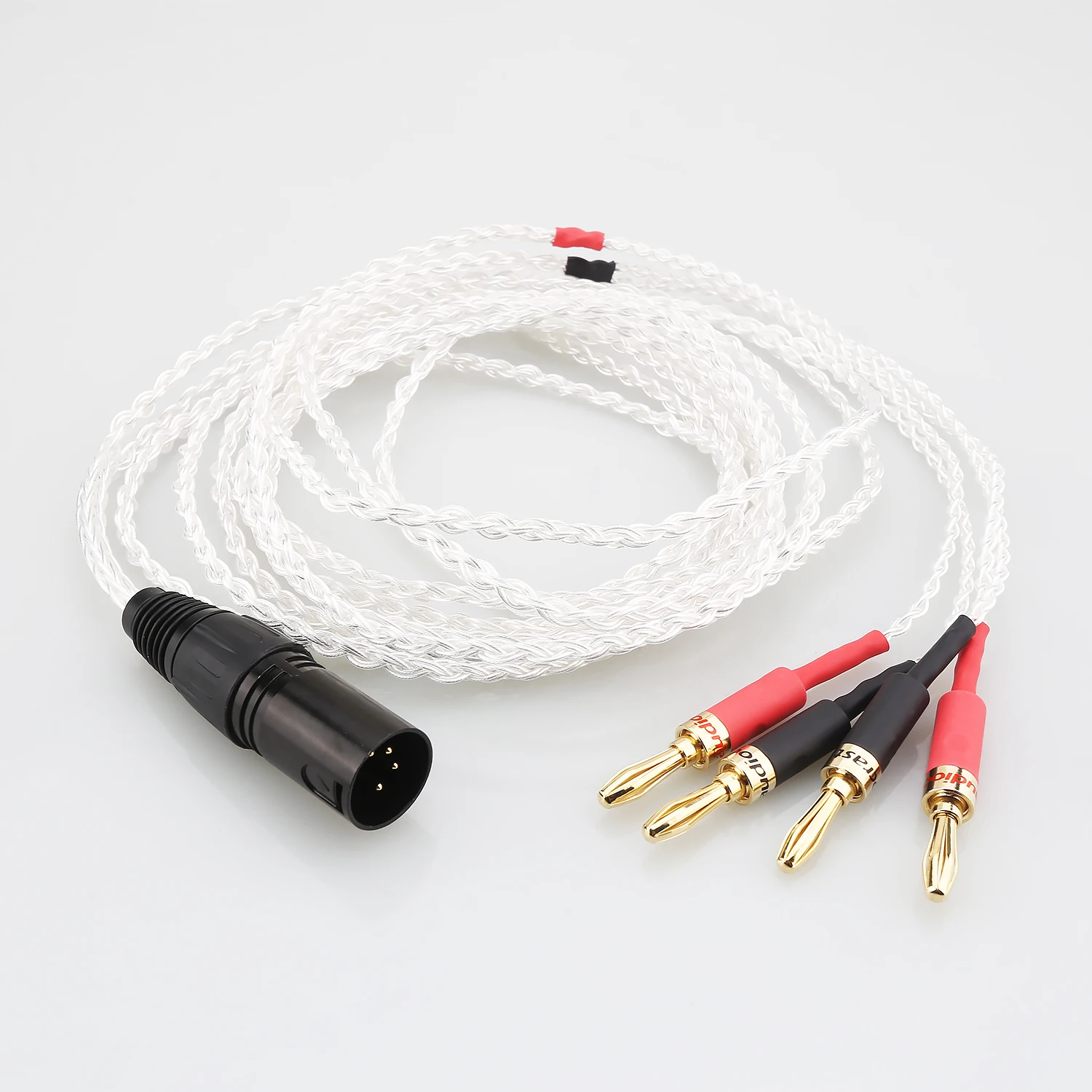 4 Pin XLR Male/ Female to Deluxe 4 Banana Plug OCC Silver Plated Hifi Speaker Cable Audiophile Bi-wire Amplifier to Speaker Cord