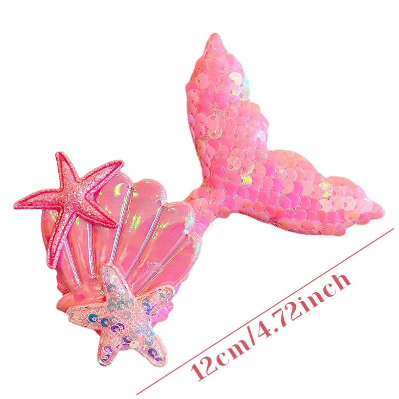 Colorful Sequin Fish Tail Starfish Shell Mermaid Hair Clips For Girl Kids Cute Kawaii Fancy Hairpin Fashion Accessories Gift