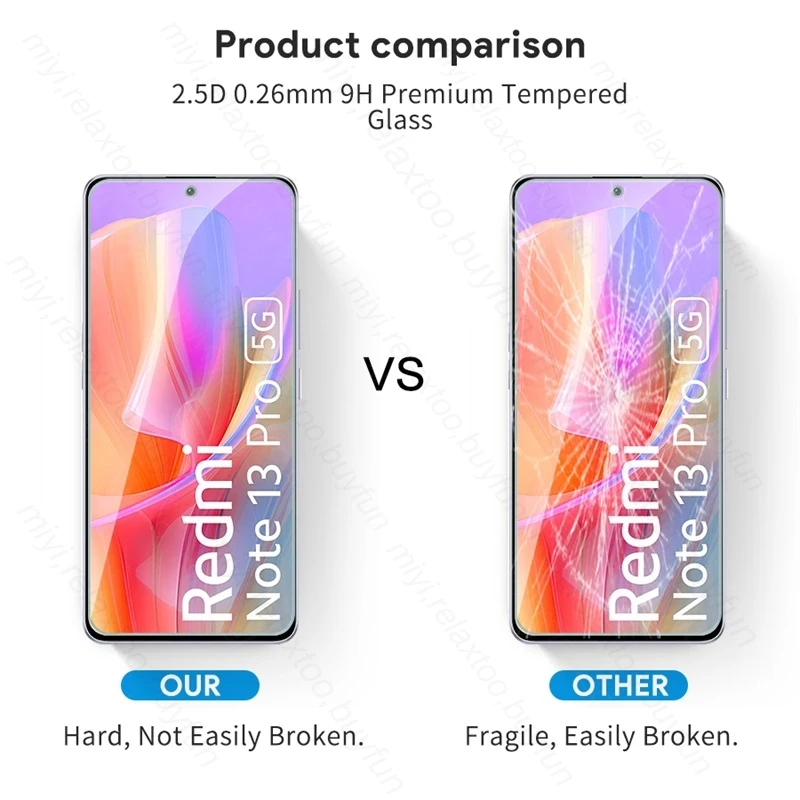 Redmy Note13 Pro kaca pelindung layar HD, kaca Tempered 6 dalam 1 4G 5G untuk Xiaomi Redmi Note 13 Pro 5G 2024 lapisan pelindung kamera