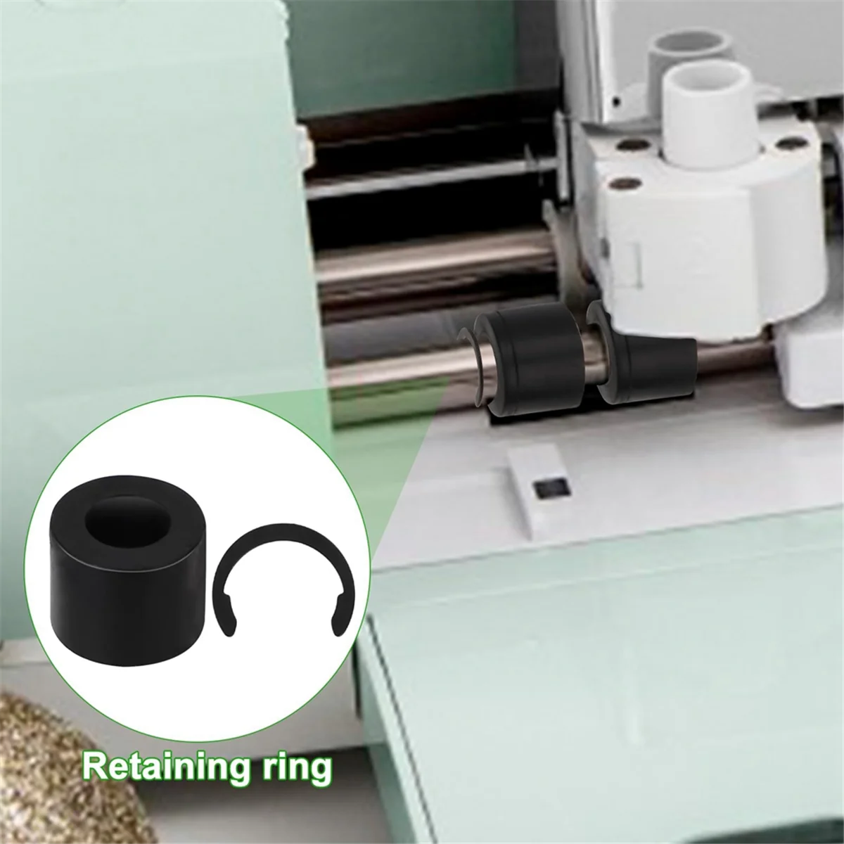 8Pcs Retaining Clip Rings for Cricut Maker and 8Pcs Rubber Roller Replacement, Keep Rubber From Moving