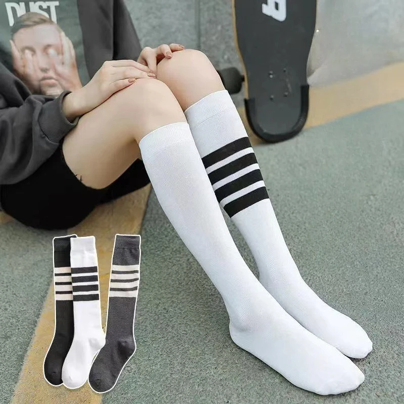 2 Pairs Japanese Asymmetric Striped Knee-High Socks for Women – Harajuku Style Long Stockings for winter & Autumn