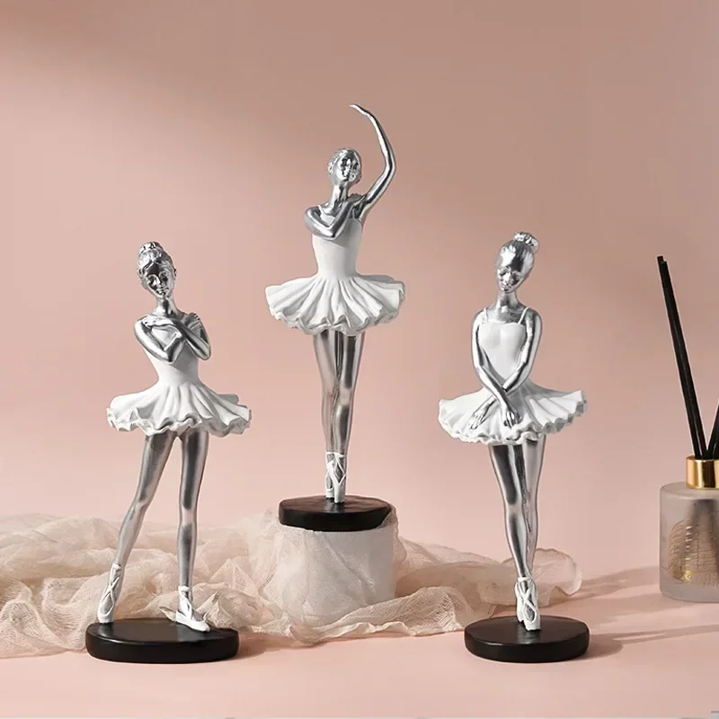 Nordic Cute Girl Heart Dance Ballet Girl Resin Adornments Home Livingroom Porch Figurines Decoration Dtudy Room Sculpture Crafts