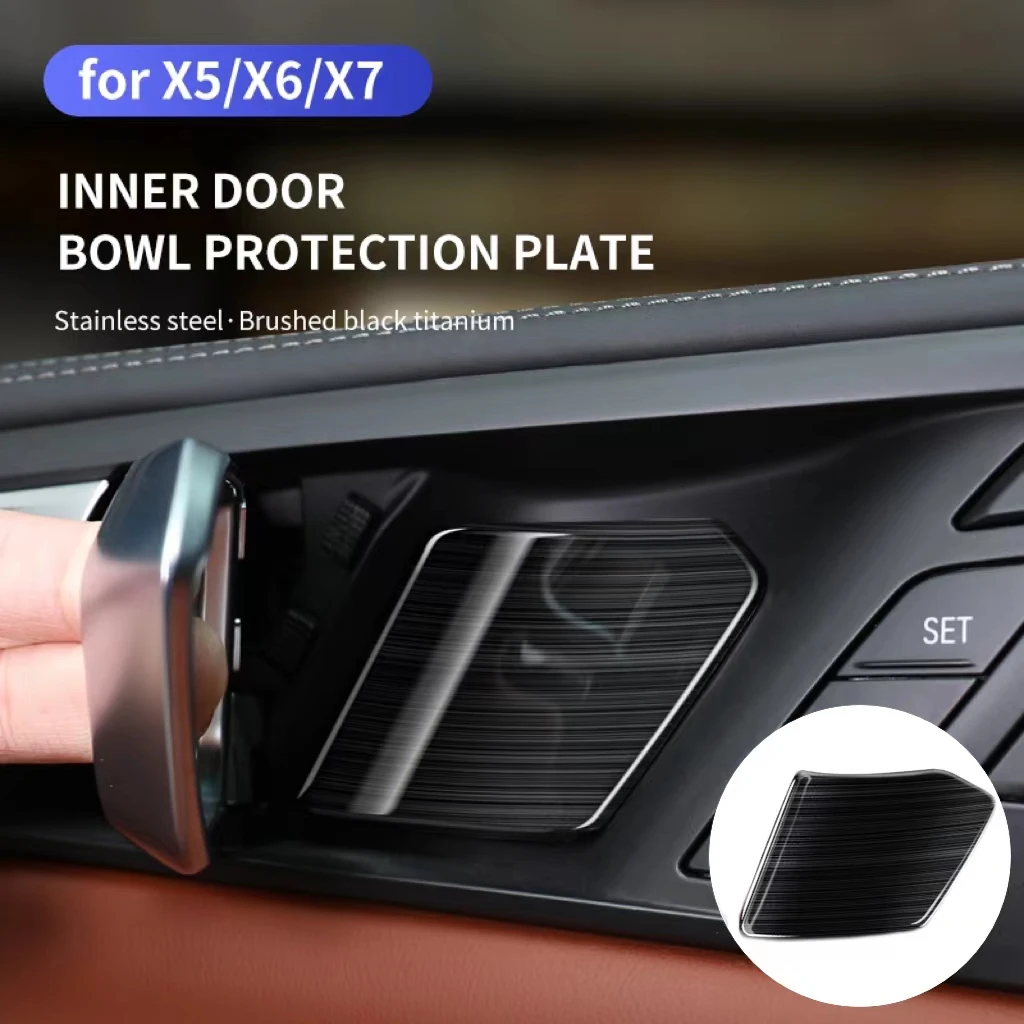 Stainless Steel Car Inner Door Bowl Cover For BMW X5 X6 X7 G05 G06 G07 Auto Interior Door Handle Trim Sticker Decor Accessories