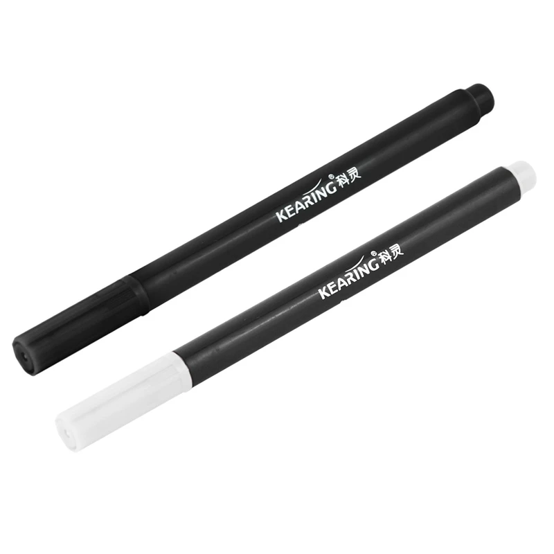 2Pcs Fabric Marker Pens Permanent Colors For DIY Textile Clothes T-Shirt Shoes - White & Black
