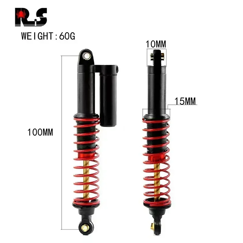 2pcs 100mm Metal Shock Absorber Piggyback for 1/10 1/8 RC Car Rock Crawler TRX4 SCX10 90046 RBX10 YIKONG 4102 4103 KM2