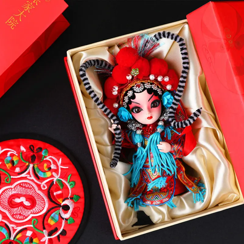 Chinese-style Themed Gifts for Foreigners Peking Opera Facial Makeup Memorabilia Silk Figurine Dolls and Decorative Ornaments