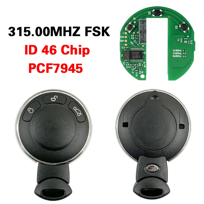 

CN006036 Aftermarket Smart Car Key 315Mhz for BMW Mini Cooper Auto Remote 3 Button 315MHz FSK ID46(PCF7945)