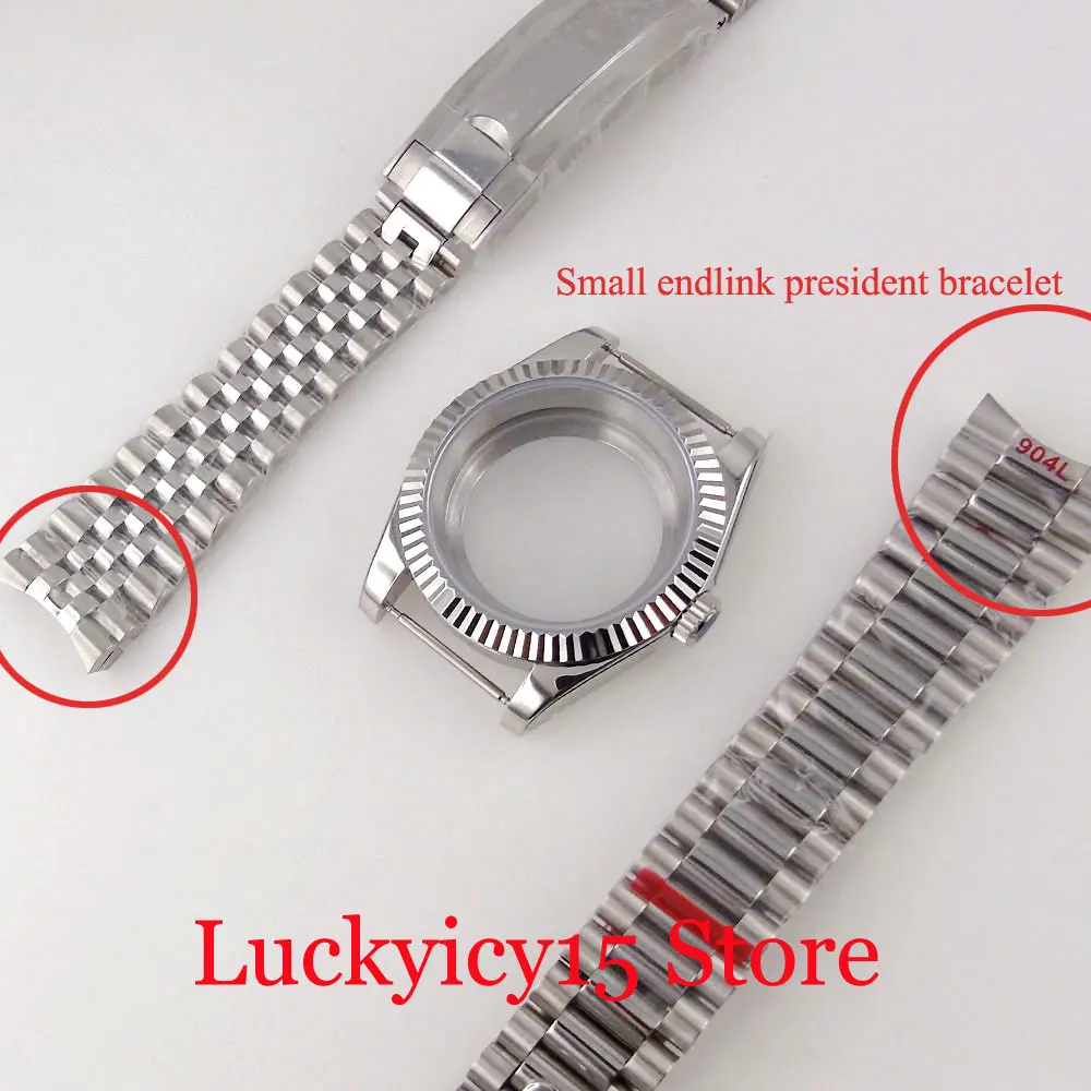 

Stainless Steel Fluted Case 36MM/39MM Fit NH35/NH36A MIYOTA ETA 2824 PT Men Screwdown Crow Sapphire Glass Small Endlink Bracelet