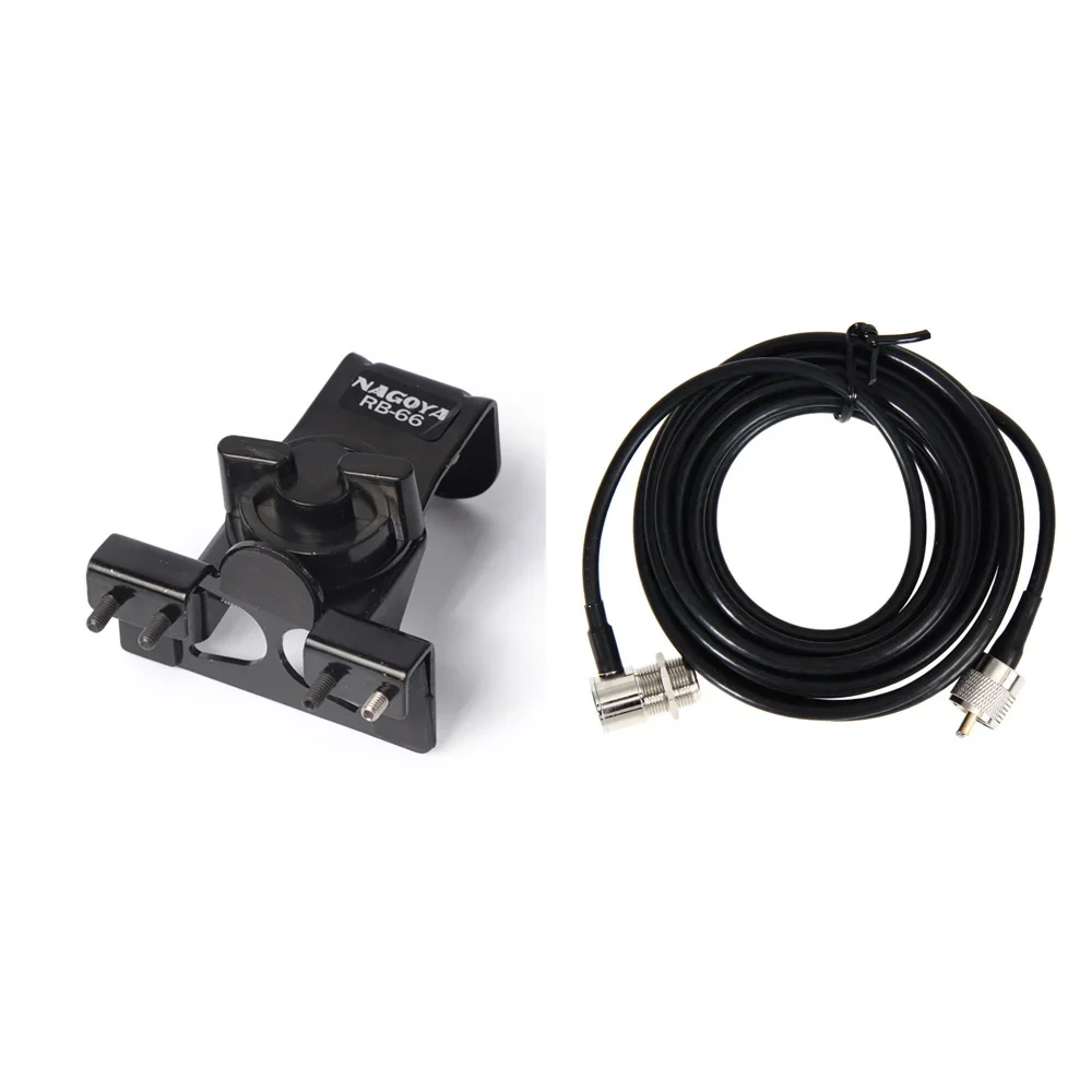 RB-66 Black Car Mobile Radio Antenna Mount Bracket with 5M RG58 Antenna Extension Cable PL-259 SO-239 For Kenwood For Yaesu