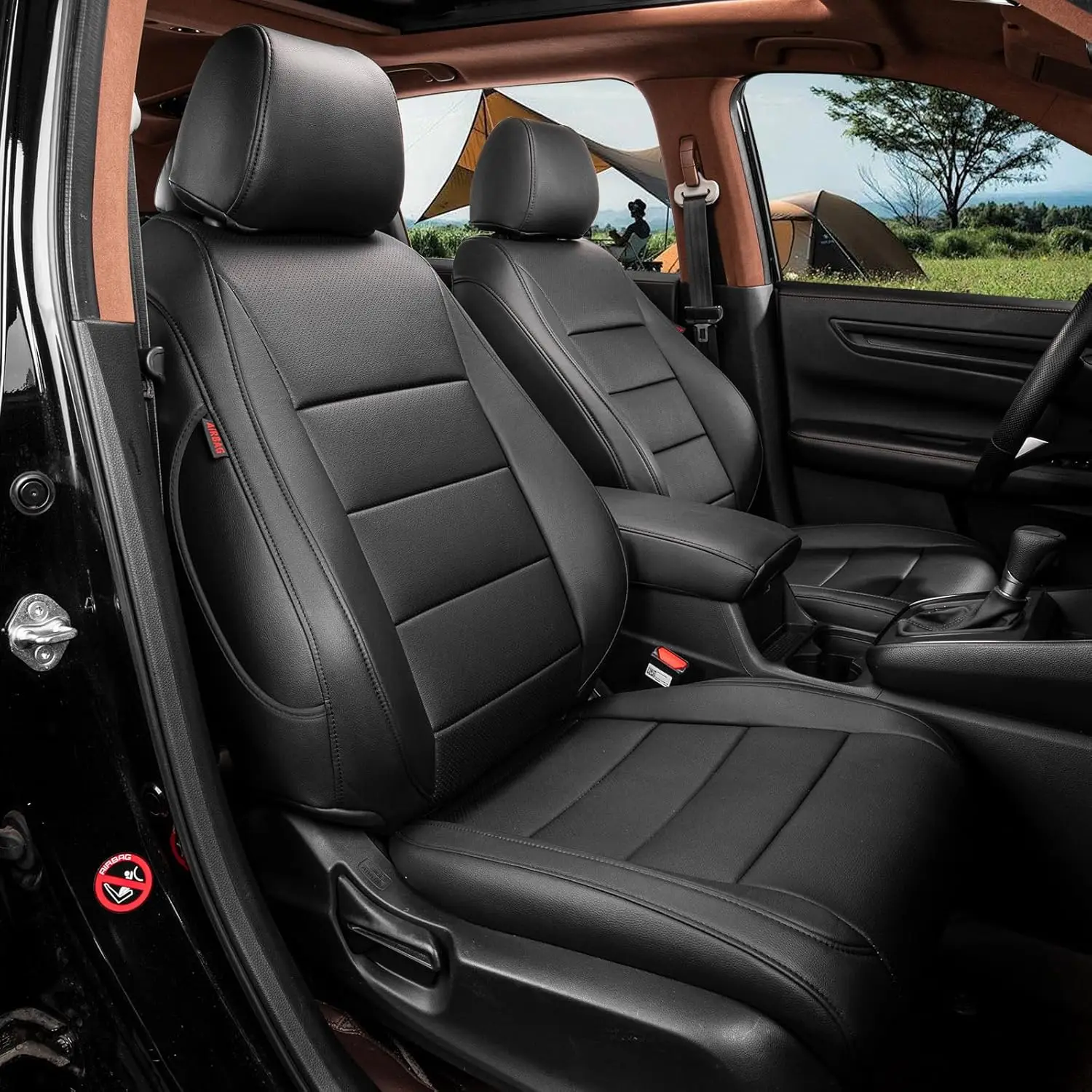 

Car Seat Covers for 2023 - 2025 Hybrid, Waterproof Leather, Black, Airbag Compatible