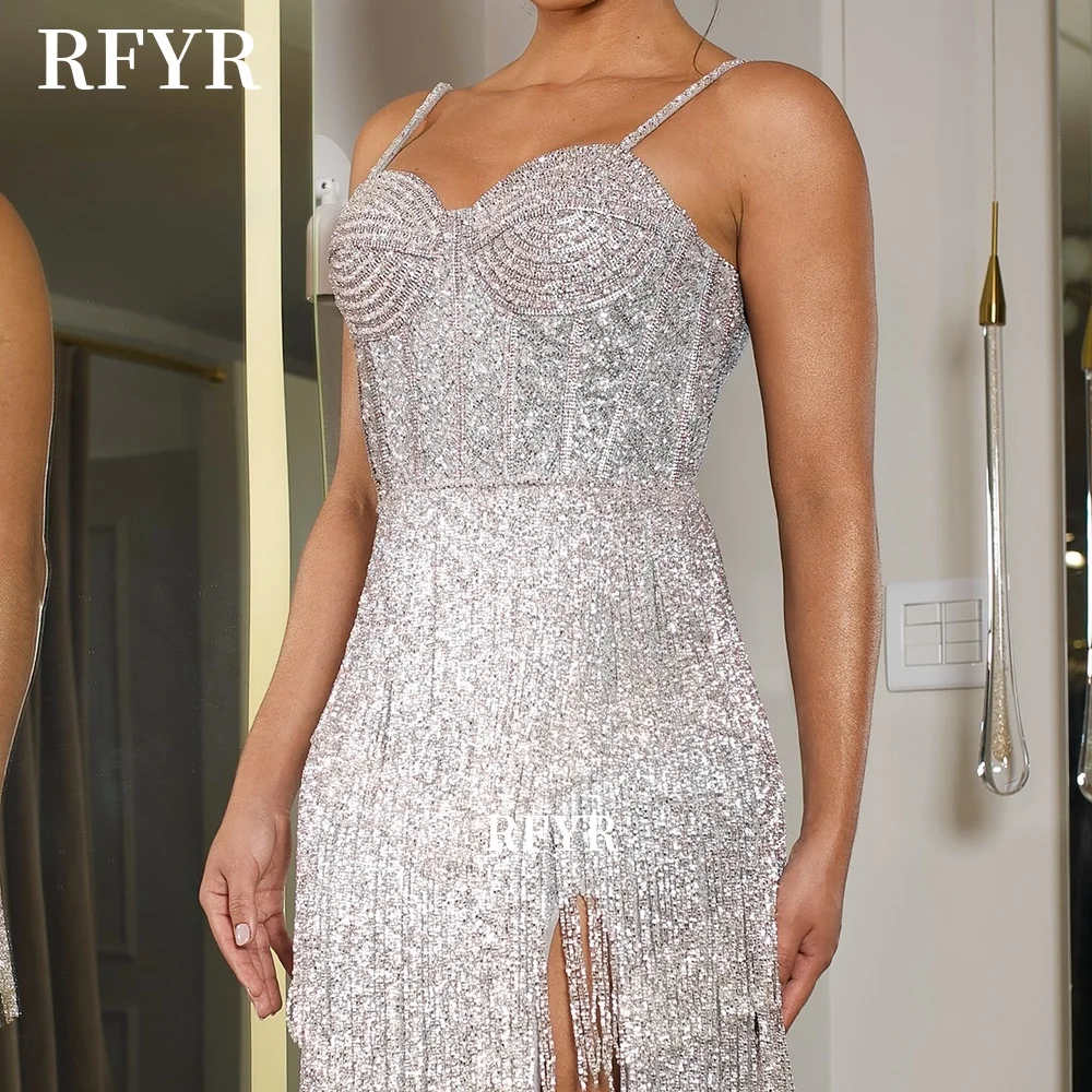 RFYR Sweetheart Prom Dress Tassels Evening Dress A Line Party Dress with Straps Luxury Celebrity Dress for Gala Customized image 5