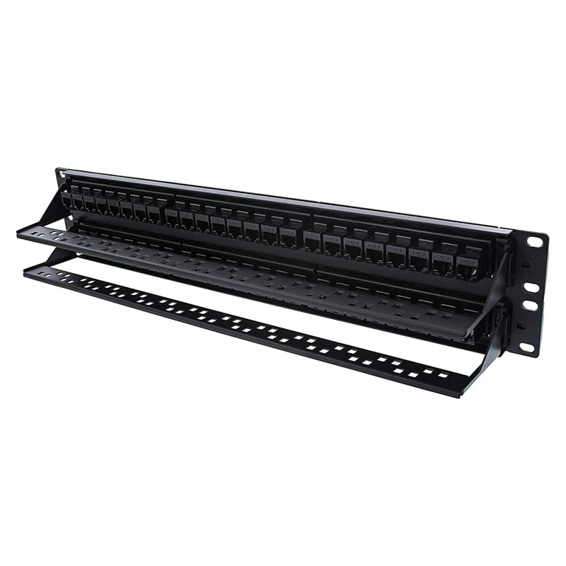 Super Sale Rack 48 Port Straight-Through CAT6 Patch Panel RJ45 Network Cable Adapter Jack Ethernet Distribution Frame