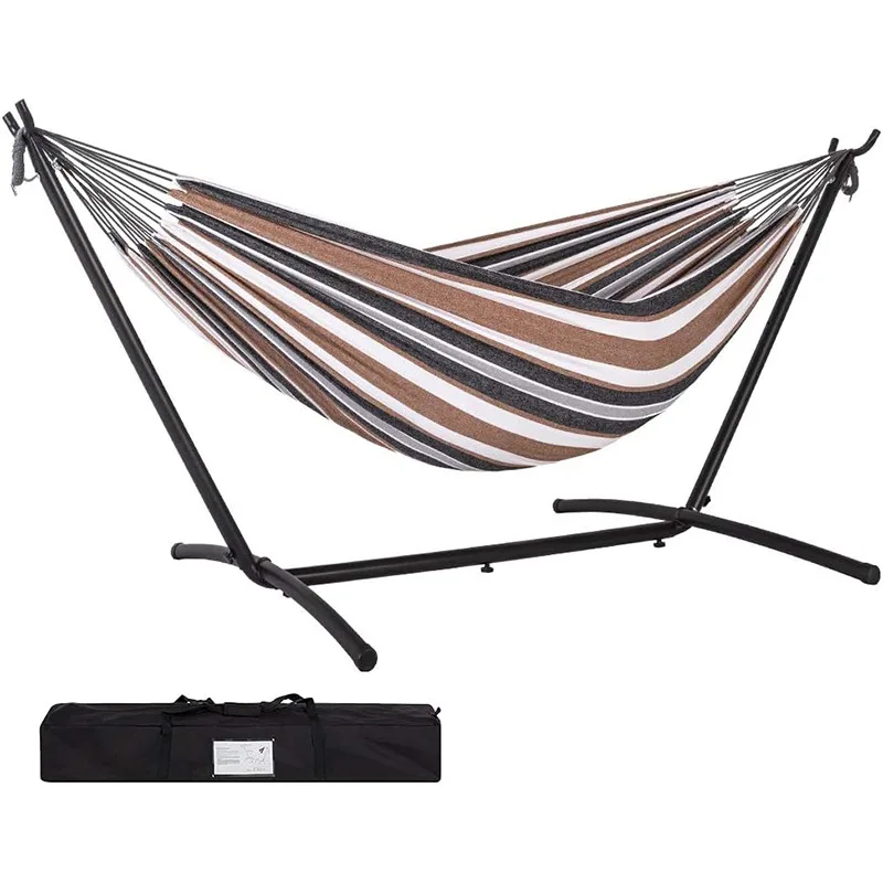 Custom Double Canvas Hammock Outdoor Camping Hiking Equipment Swing Bed College Dormitory Hanging Chair Anti-Rollover 2-Seater