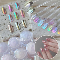 Aurora Mirror Nail Powder Colorful Nails Glitter Dust Chrome Moonlight Pearl Rubbing on Powder Mirror Pigment Nail Art Supplies