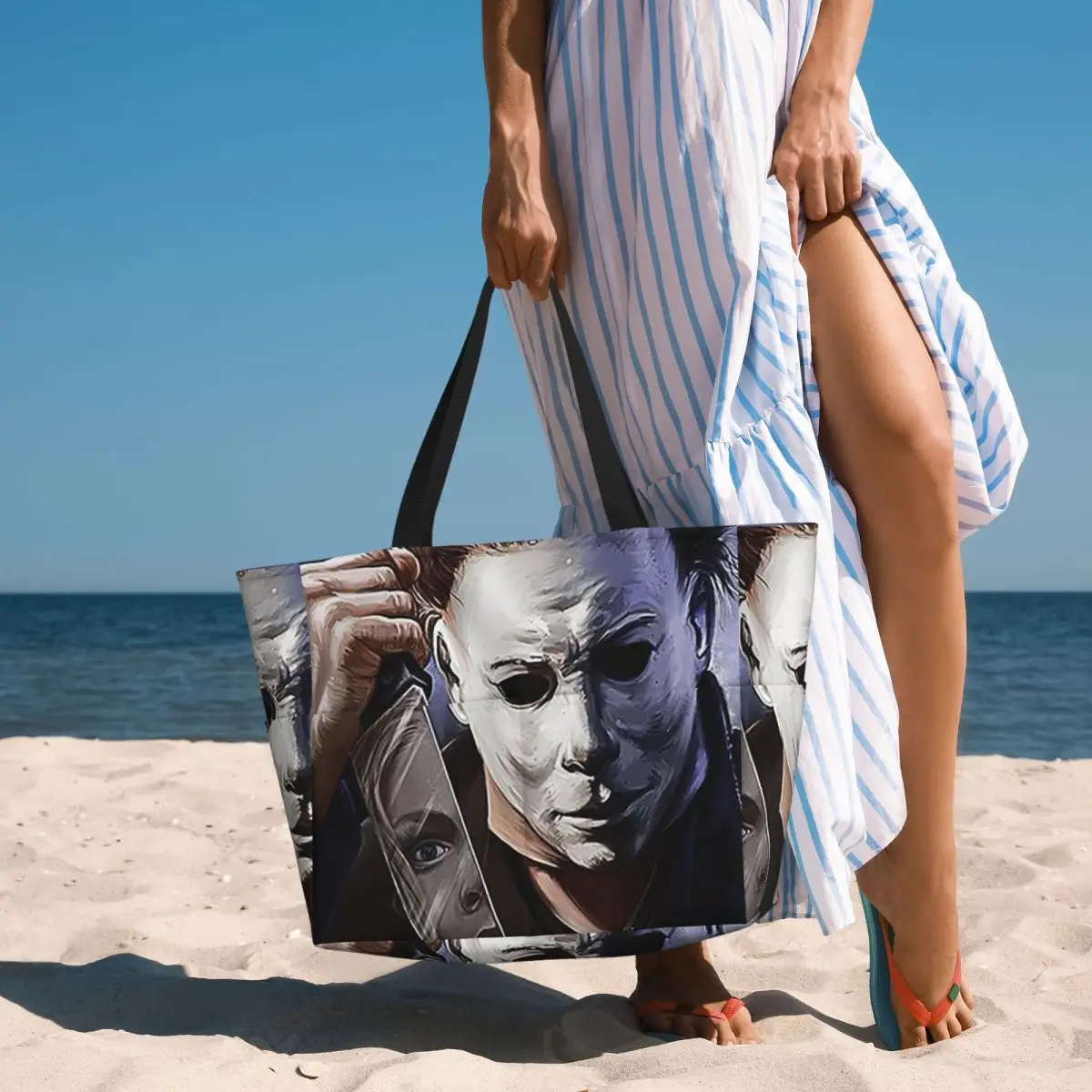 

Michael Myers Beach Tote Bag Sport Gym Yoga Duffle Large Tote Bag Women Travel Bag Fitness bag